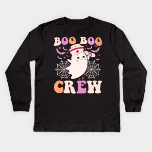 Groovy Boo Boo Crew Nurse Funny Ghost Women Halloween Nurse Kids Long Sleeve T-Shirt